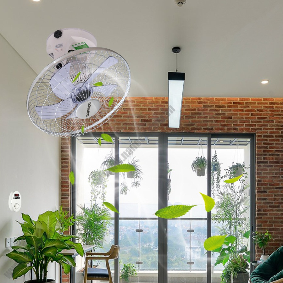 Quạt Đảo, quay 360 độ, Có remote - Nanoco - 47W/ 220V (Màu Xám) Chính hãng