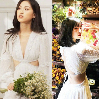 Đầm chấm bi nổi cut out có mút ngực, điểm nhấn phần eo hở sexy, quyến rủ
