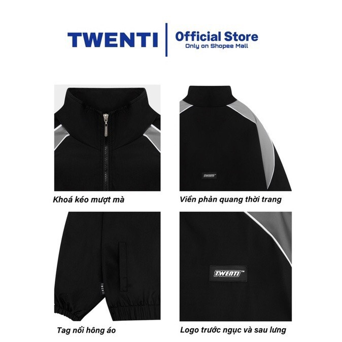 Áo Khoác Dù Local Brand TWENTI Viền Phản Quang Năng Động 2 lớp dày dặn siêu hót cao cấp Gem_store 909