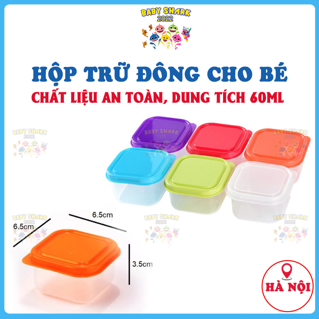 Hộp trữ đông đồ ăn dặm cho bé có nắp đậy vệ sinh an toàn tiện dụng, màu sắc đa dạng 60ml