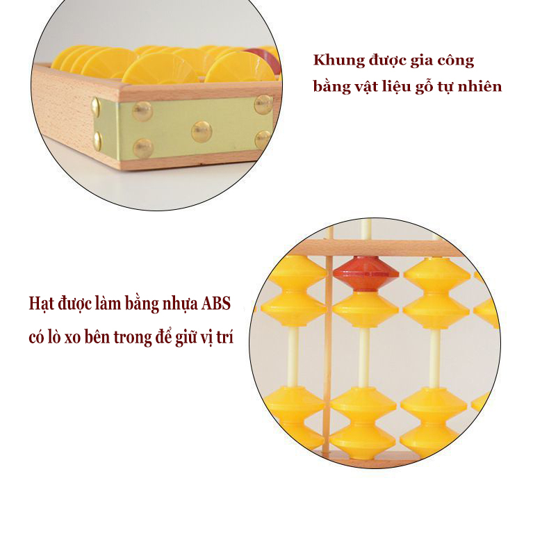 Bàn tính soroban giáo viên size nhỡ, khung gỗ hạt nhựa ABS, loại 7 cột