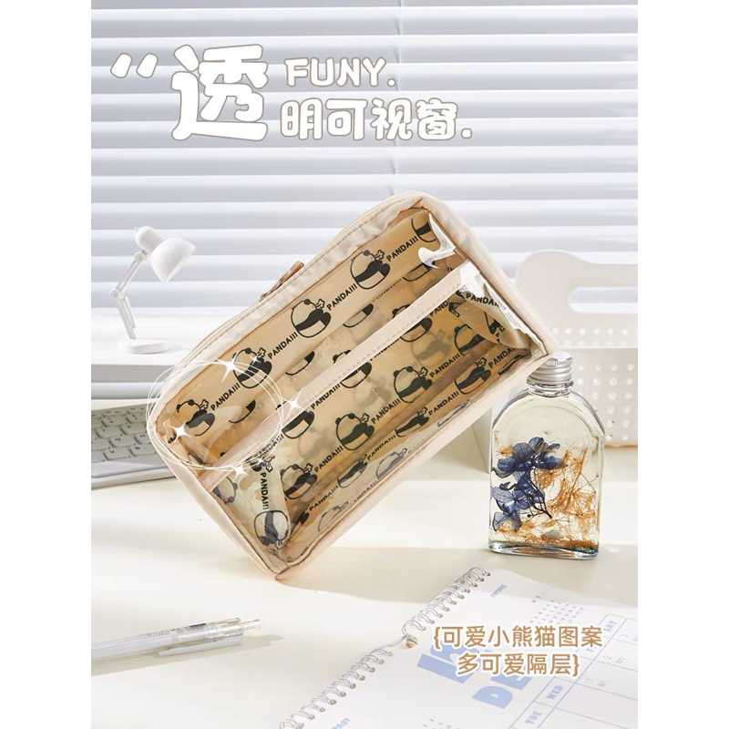 Túi Đựng Bút Lưới Trong Nhiều Ngăn form đứng phong cách Hàn Quốc Tiện Dụng