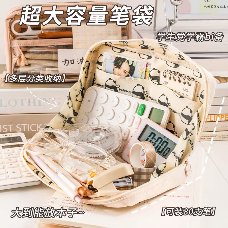 Túi Đựng Bút Lưới Trong Nhiều Ngăn form đứng phong cách Hàn Quốc Tiện Dụng