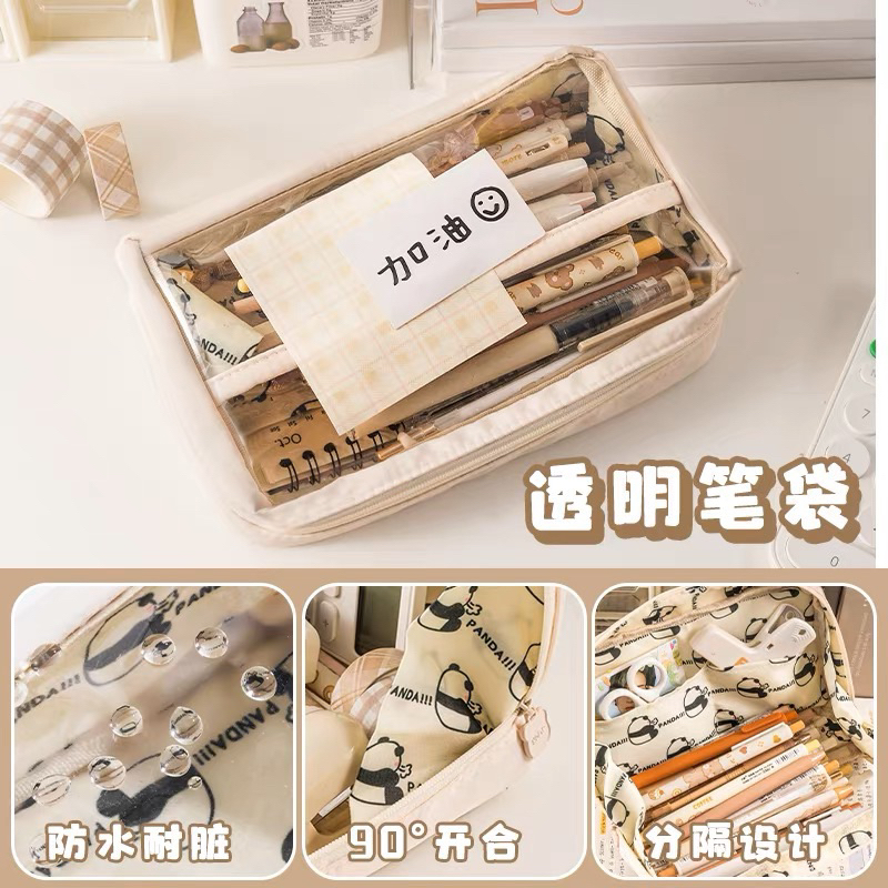 Túi Đựng Bút Lưới Trong Nhiều Ngăn form đứng phong cách Hàn Quốc Tiện Dụng