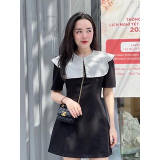 VÁY ĐEN CỔ BÈO DÁNG A XINH XẮN TRẺ TRUNG HÀNG CHUẨN LOẠI 1