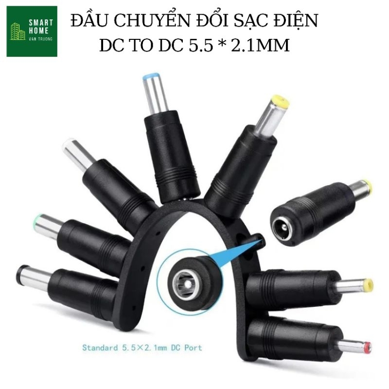 Set 8 đầu sạc laptop đa năng cho ACER ASUS HP Notebook đầu cái vào 5.5mm*2.1mm
