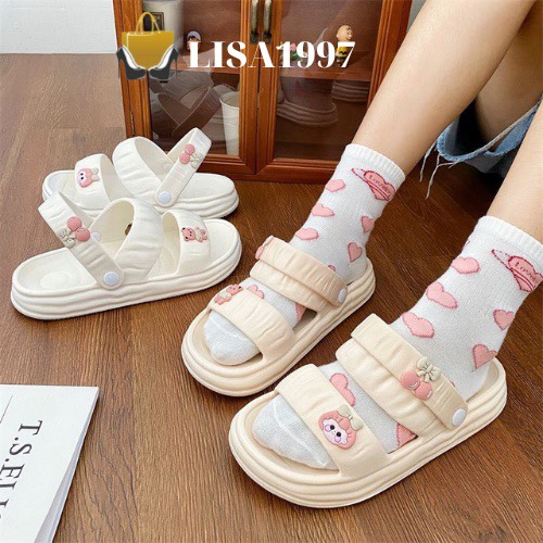 Dép quai hậu cao su nhún eva kèm sticker siêu dễ thương