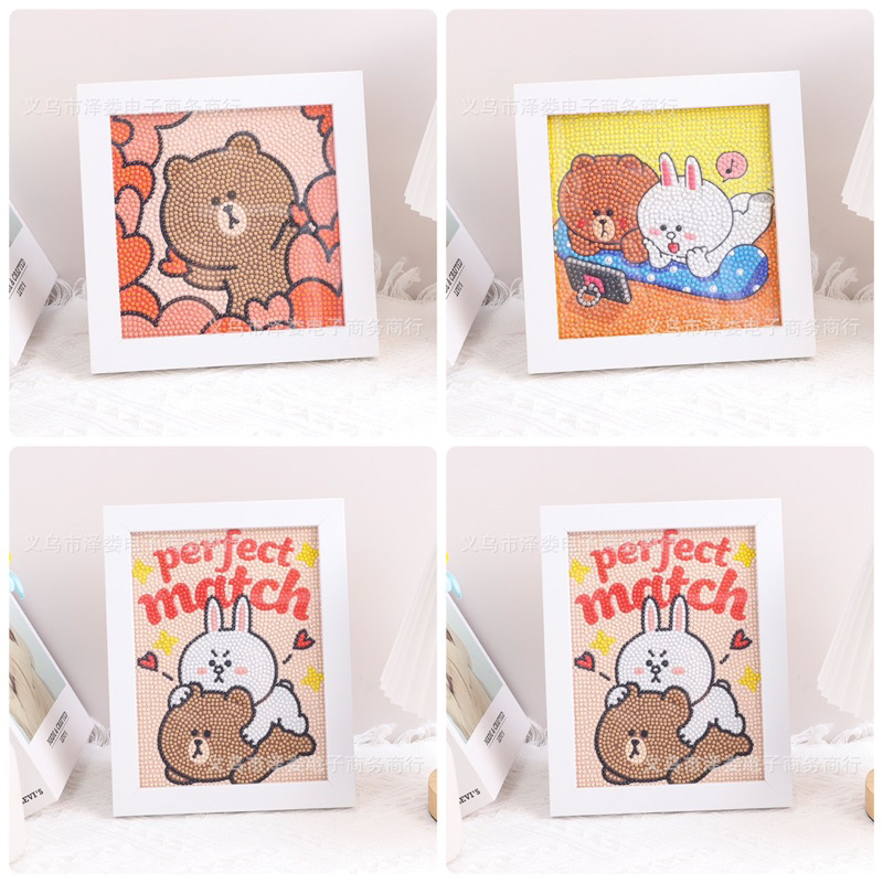 Tranh cườm DIY Gấu Thỏ