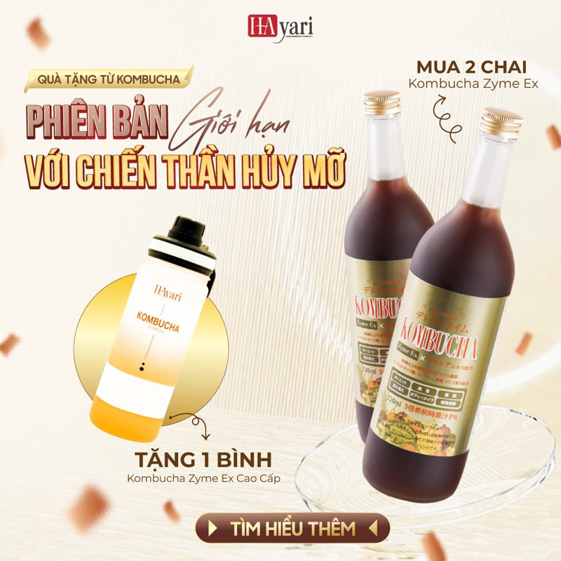 Detox Kombucha Zyme EX Hayari Hỗ Trợ Giảm Cân Đẹp Da