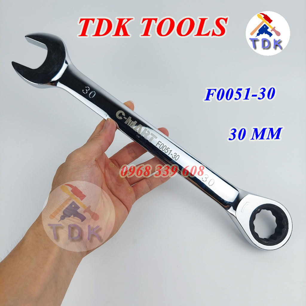 Cờ lê tròng tự động 30mm C-Mart F0051-30, khóa vòng miệng đảo chiều chất lượng cao