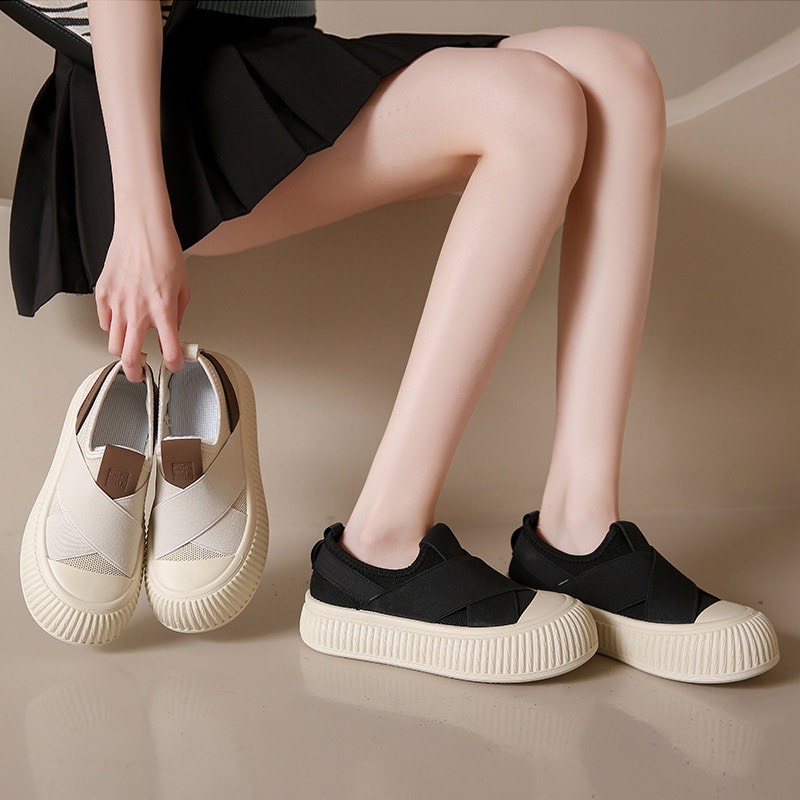 Giày thể thao nữ slipon đế bằng giày lười dáng bánh mì basic độn đế bata mới hot phong cách hàn quốc đẹp cá tính đẹp