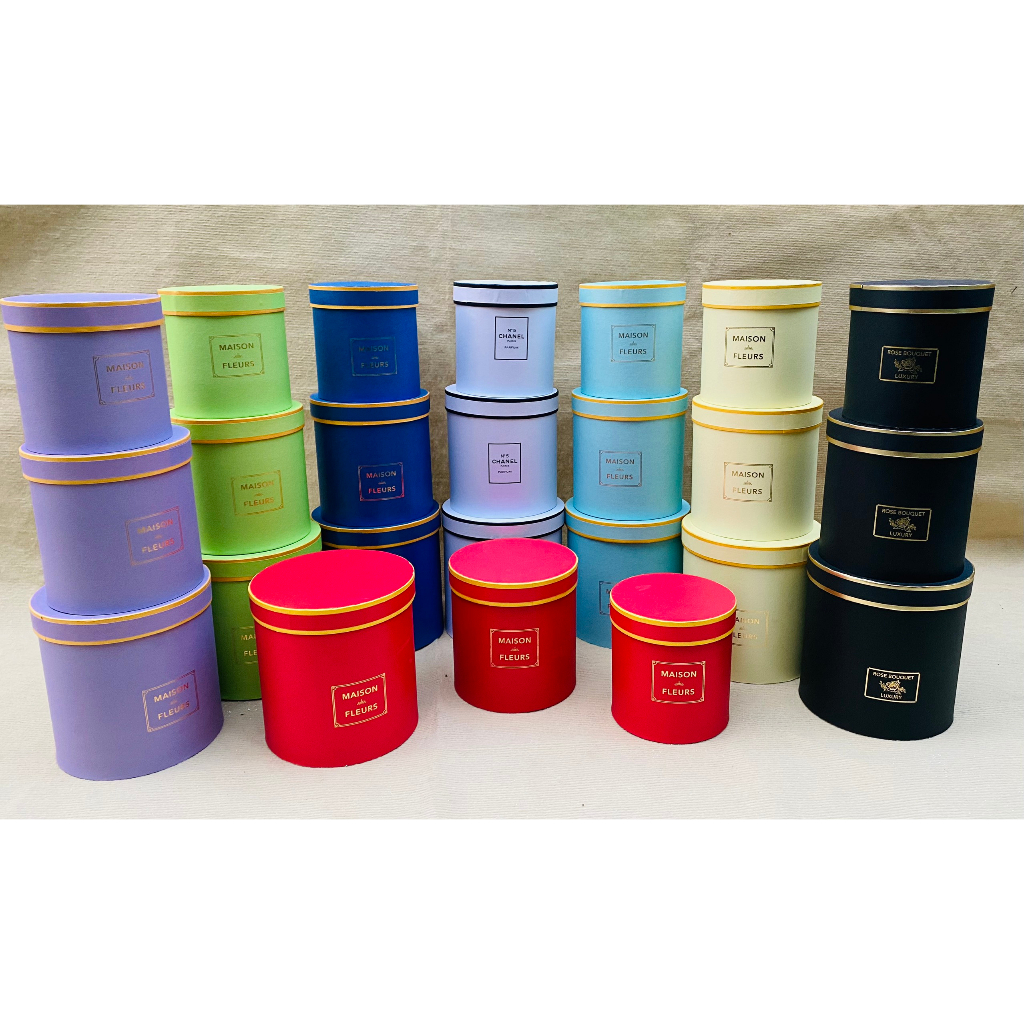 Hộp trụ tròn cắm hoa sáp, hoa tươi cao cấp set 3 cái 3 size sẵn kho TPHCM