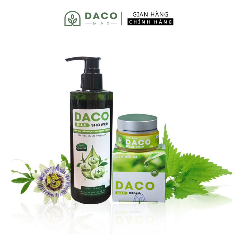 Combo Kem bôi da liễu Daco Max 20gr + Nước Tắm Thảo Dược Daco Max 250ml
