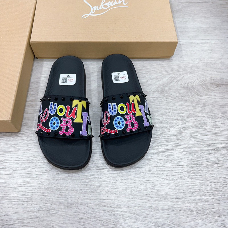 [ Ảnh thật kèm hộp ] Dép Nam Louboutin In Chữ Siêu Chất Dép Lê Nam Louboutin Hottrend 2023