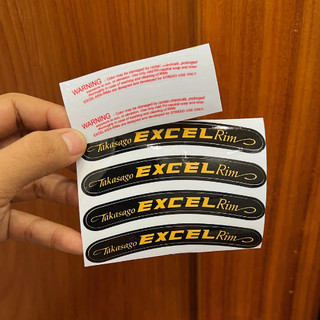Tem dán vành excel rim nền đen chữ vàng, kèm tem waring