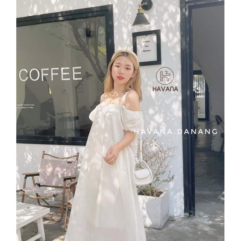 🌸Váy trễ vai tơ tay bồng bánh bèo tiểu thư 🌸