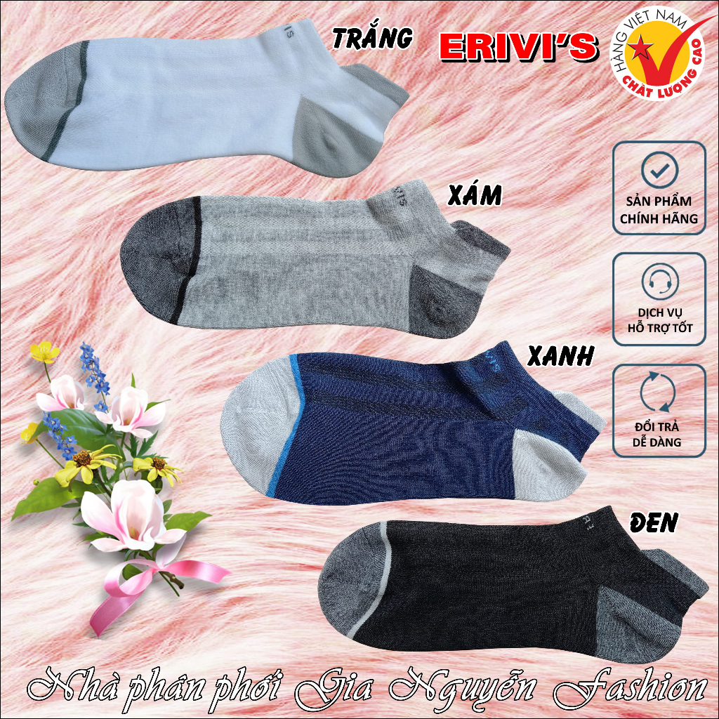 1 Đôi tất nam (vớ nam) cổ ngắn chất liệu 100% cotton kháng khuẩn, chống trượt, chống hôi chân