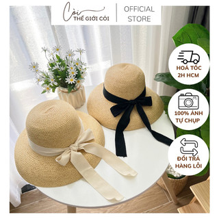 Nón cói chuông trơn lafia - nơ dài nc145