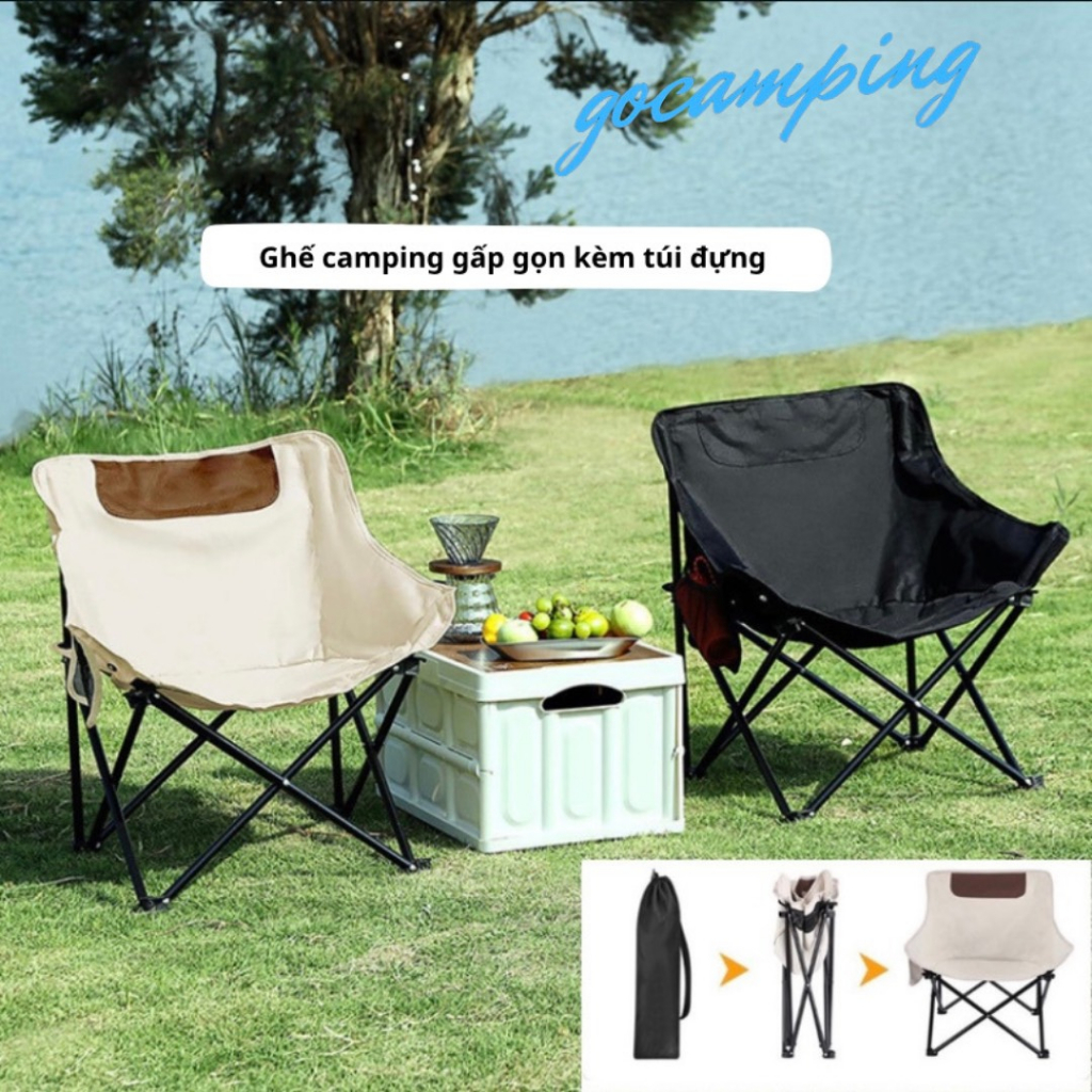 Ghế camping, du lịch gấp gọn kèm túi đựng khung nhôm cao cấp chống xước rỉ sét, ghế dã ngoại cắm trại tựa lưng thư giãn