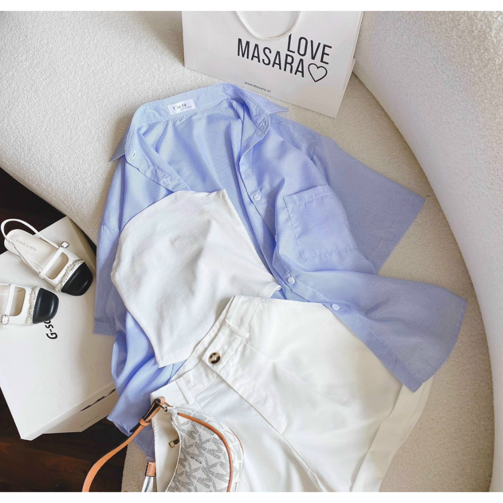 Set bộ đồ nữ 3 món áo ba lỗ croptop mix quần đùi cá tính kèm áo sơ mi tay ngắn siêu xinh dành cho các nàng, đi chơi