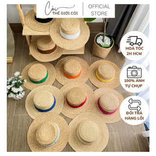 Nón cói chất liệu Rafia cao cấp viền màu NC153 - Còi thế giới Cói
