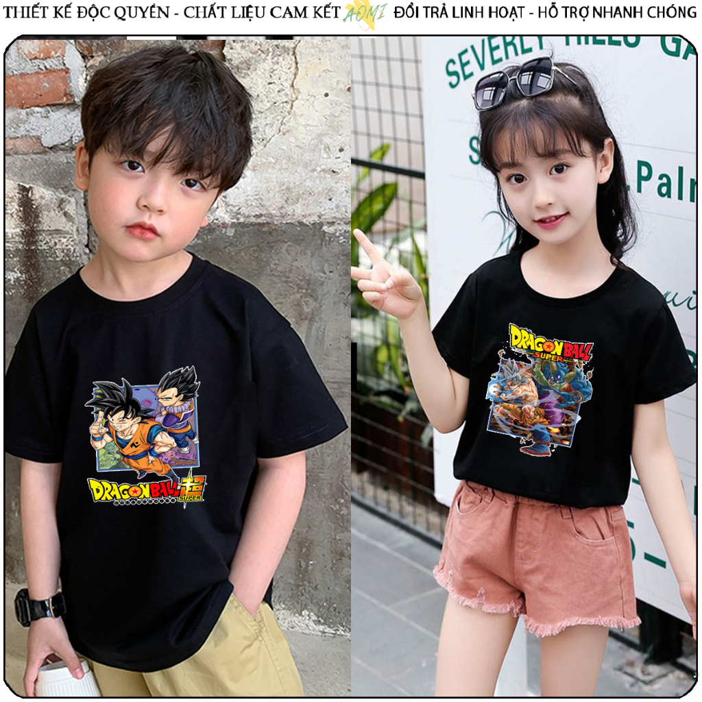 ÁO THUN Dragon Ball 7 viên ngọc rồng UNISEX PHÔNG ĐEN TAY NGẮN NAM NỮ GIA ĐÌNH CẶP ĐÔI SIZE TRẺ EM BÉ TRAI GÁI AOMIVN