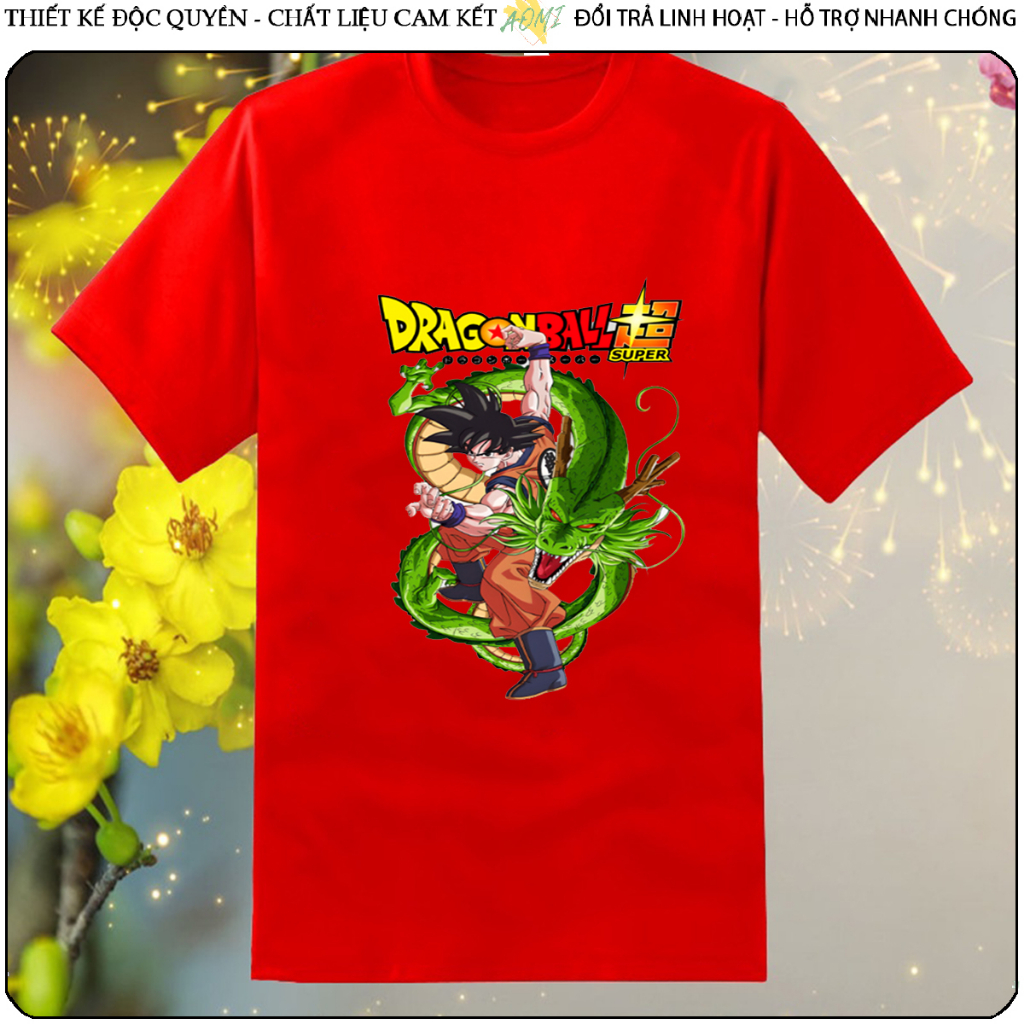 ÁO THUN Dragon Ball 7 viên ngọc rồng UNISEX PHÔNG Đỏ TAY NGẮN NAM NỮ GIA ĐÌNH CẶP ĐÔI SIZE TRẺ EM BÉ TRAI GÁI AOMIVN
