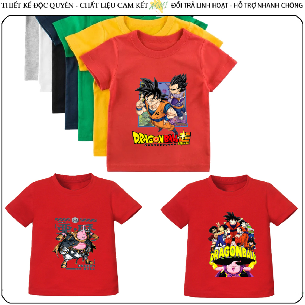 ÁO THUN Dragon Ball 7 viên ngọc rồng UNISEX PHÔNG Đỏ TAY NGẮN NAM NỮ GIA ĐÌNH CẶP ĐÔI SIZE TRẺ EM BÉ TRAI GÁI AOMIVN