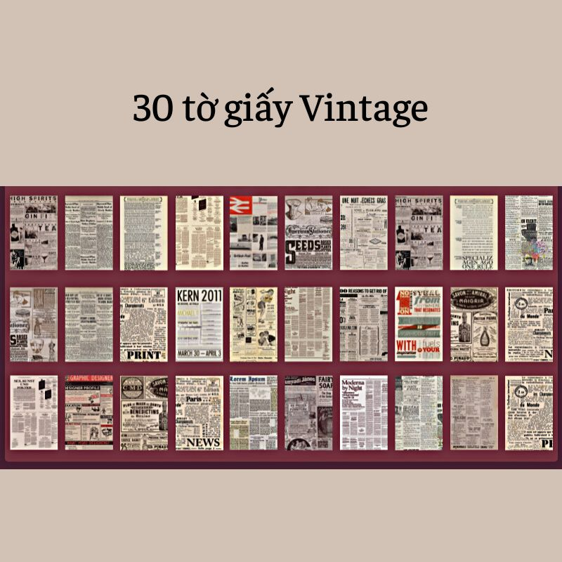 30 giấy Vintage trang trí album