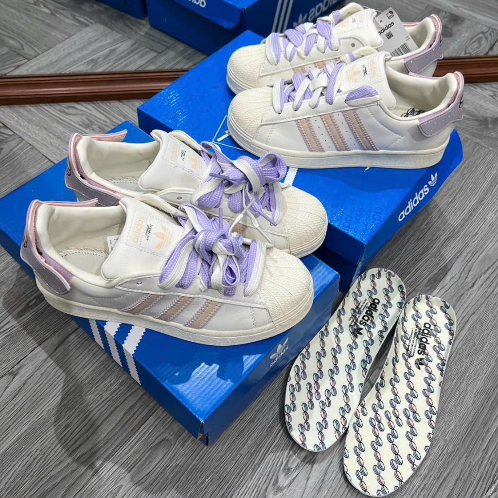 Giày thể thao nữ mẫu mới 2022 Adidas Superstar sò tím 3 sọc dành cho nữ full box bill_Sò titok tím hot trend