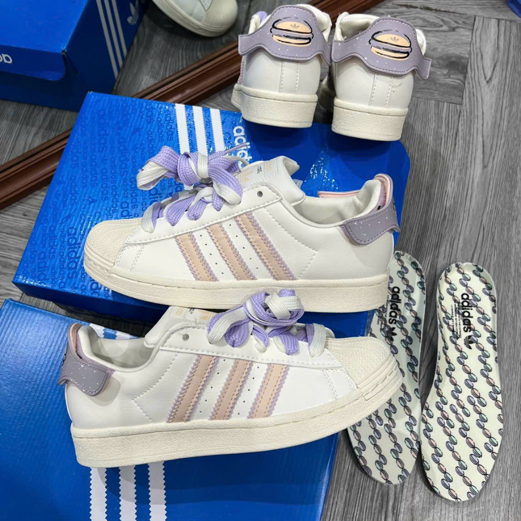 Giày thể thao nữ mẫu mới 2022 Adidas Superstar sò tím 3 sọc dành cho nữ full box bill_Sò titok tím hot trend