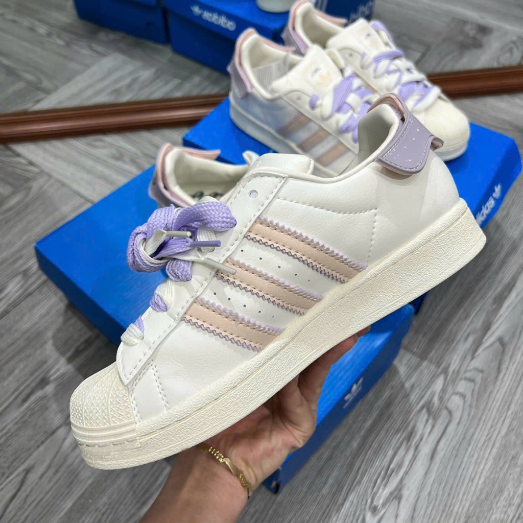 Giày thể thao nữ mẫu mới 2022 Adidas Superstar sò tím 3 sọc dành cho nữ full box bill_Sò titok tím hot trend