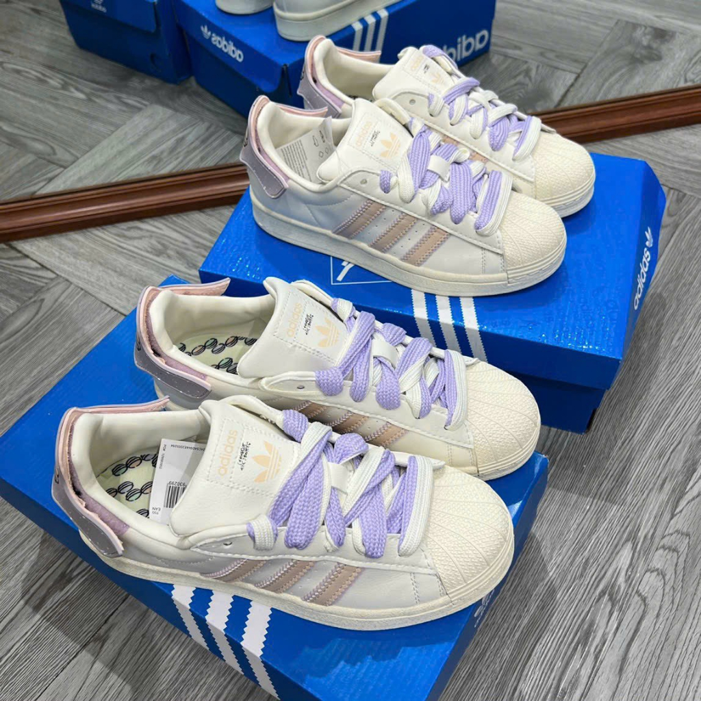 Giày thể thao nữ mẫu mới 2022 Adidas Superstar sò tím 3 sọc dành cho nữ full box bill_Sò titok tím hot trend