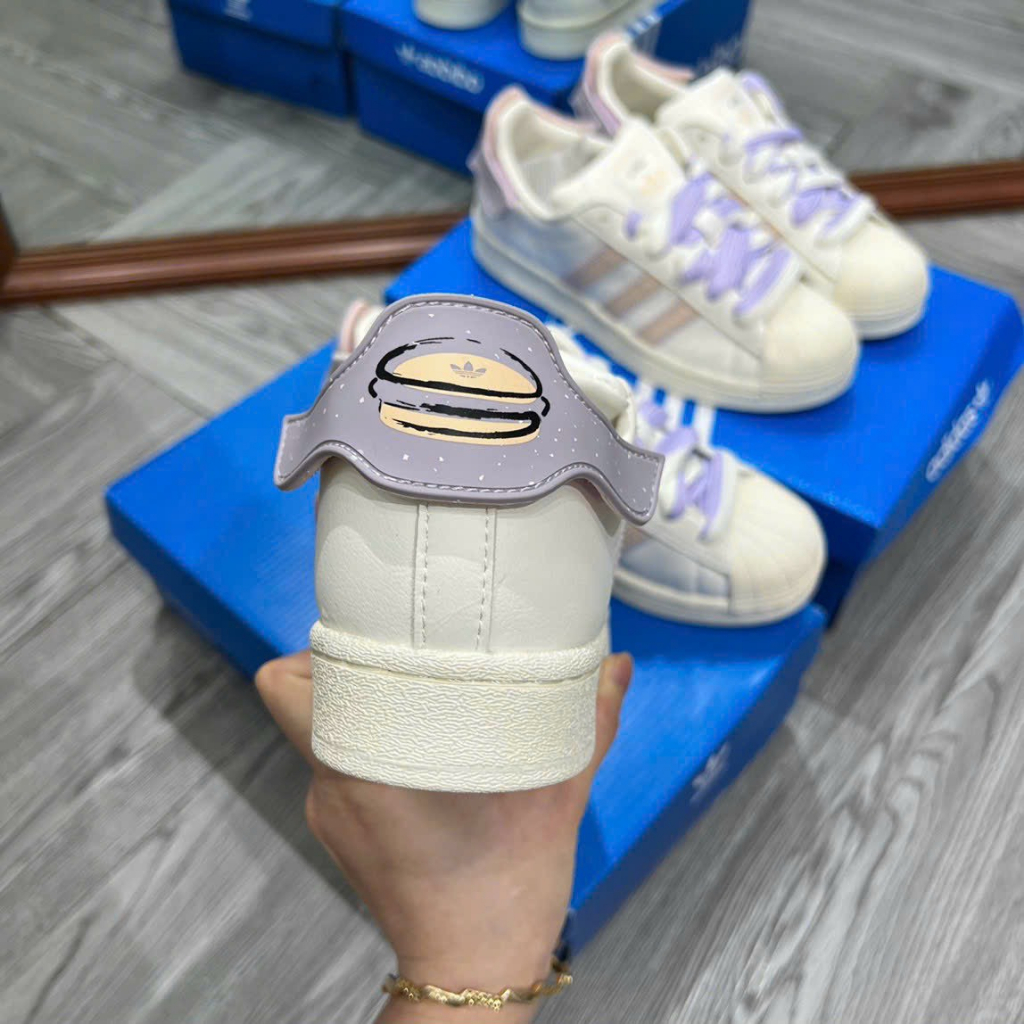 Giày thể thao nữ mẫu mới 2022 Adidas Superstar sò tím 3 sọc dành cho nữ full box bill_Sò titok tím hot trend
