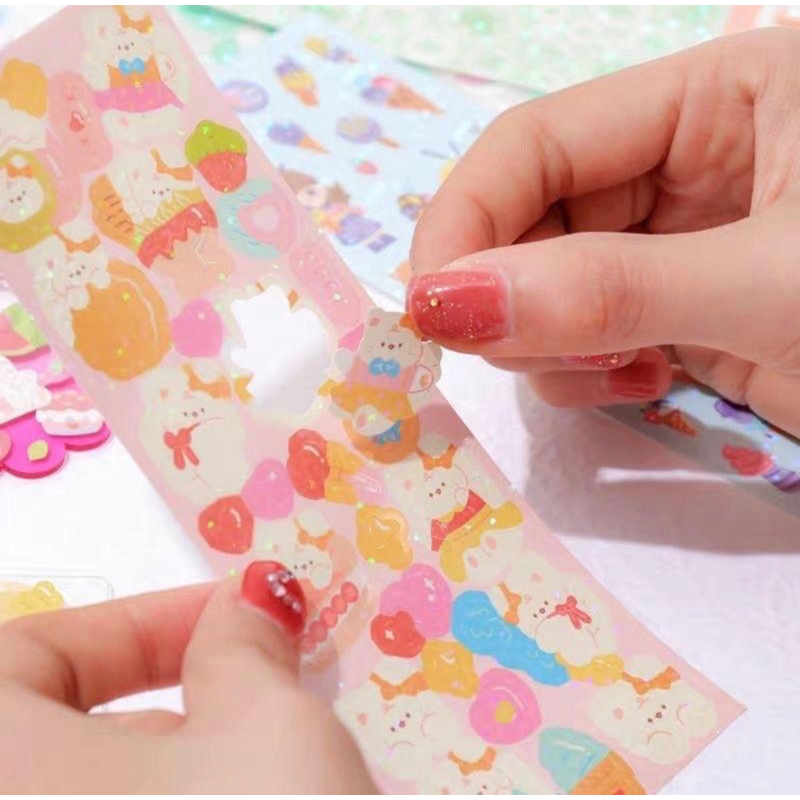 Set 20 tấm sticker lấp lánh trang trí toploader