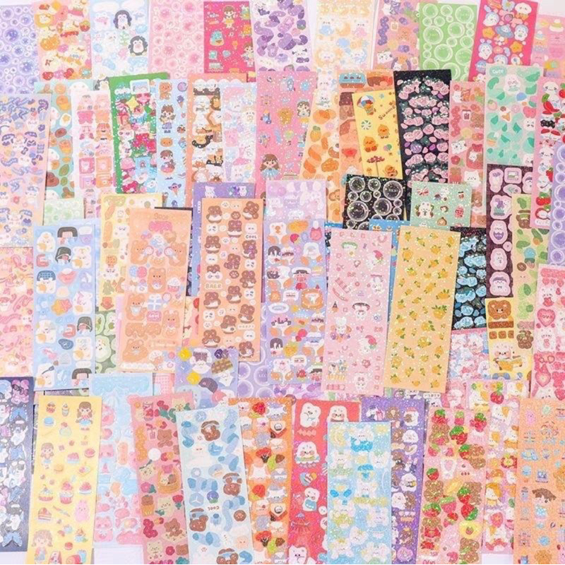 Set 20 tấm sticker lấp lánh trang trí toploader