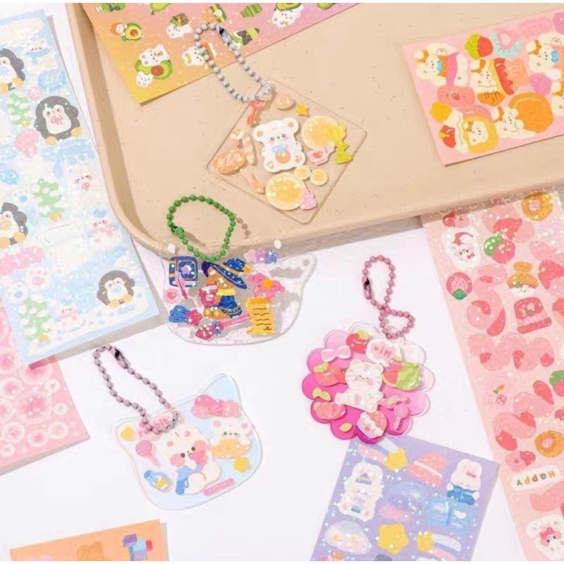 Set 20 tấm sticker lấp lánh trang trí toploader