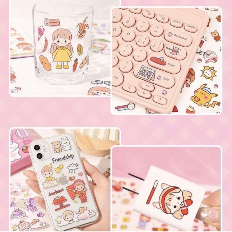 Hộp 1000 tấm hình dán sticker hoạ tiết hoạt hình dễ thương