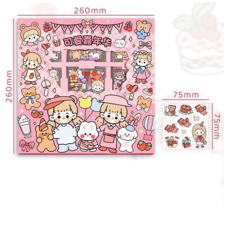 Hộp 1000 tấm hình dán sticker hoạ tiết hoạt hình dễ thương