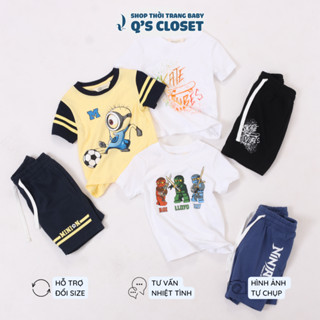 Set bộ quần áo bé trai chất thun cotton thoáng mát dành cho bé từ 12kg đến trên 40kg