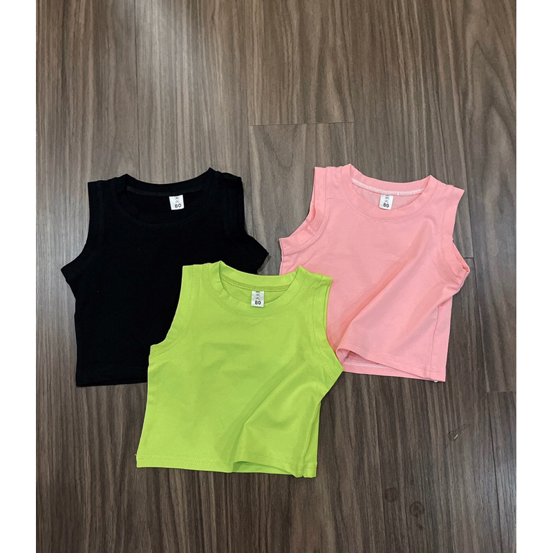 Sét bộ bé gái áo croptop sát nách bé gái + quần legging lửng cho bé