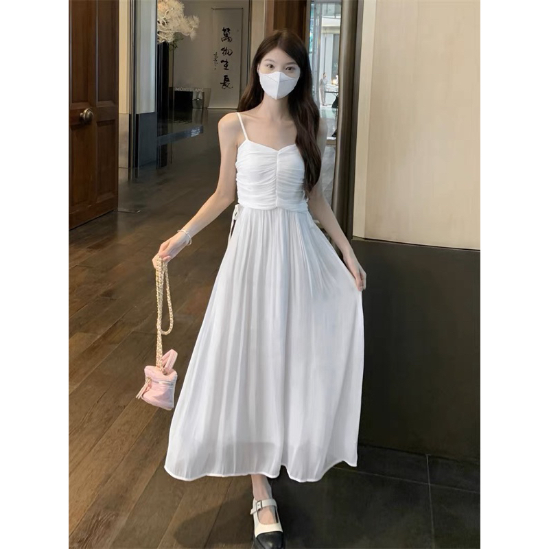 VIDEO ẢNH THẬT🖤Váy trắng babydoll lụa bóng ulzzang tiểu thư đầm công chúa/Váy bánh bèo đáng yêu dễ thương