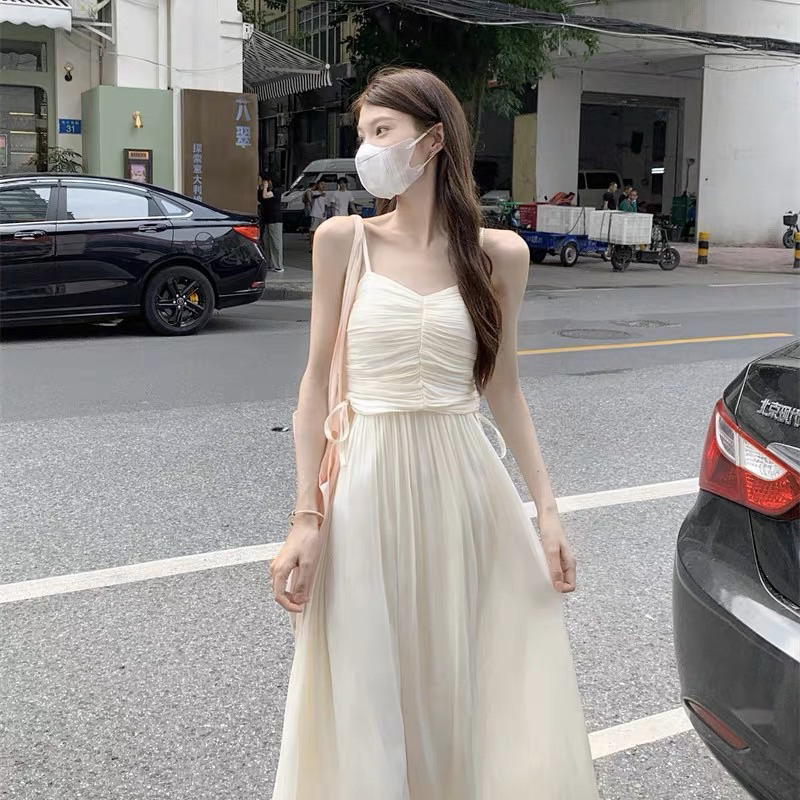 VIDEO ẢNH THẬT🖤Váy trắng babydoll lụa bóng ulzzang tiểu thư đầm công chúa/Váy bánh bèo đáng yêu dễ thương