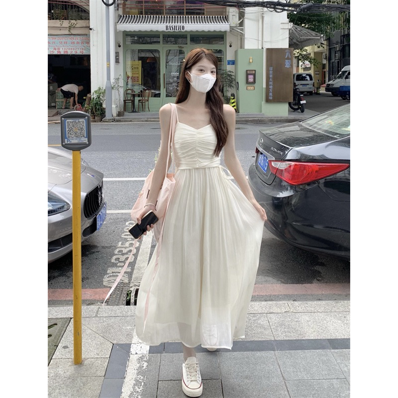 VIDEO ẢNH THẬT🖤Váy trắng babydoll lụa bóng ulzzang tiểu thư đầm công chúa/Váy bánh bèo đáng yêu dễ thương
