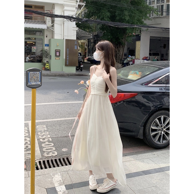 VIDEO ẢNH THẬT🖤Váy trắng babydoll lụa bóng ulzzang tiểu thư đầm công chúa/Váy bánh bèo đáng yêu dễ thương