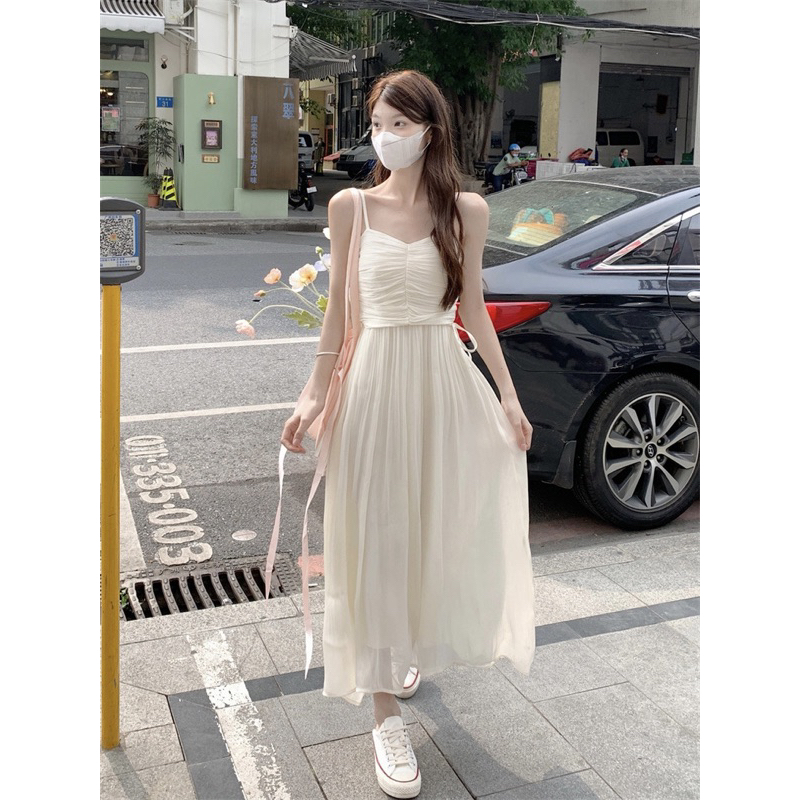 VIDEO ẢNH THẬT🖤Váy trắng babydoll lụa bóng ulzzang tiểu thư đầm công chúa/Váy bánh bèo đáng yêu dễ thương