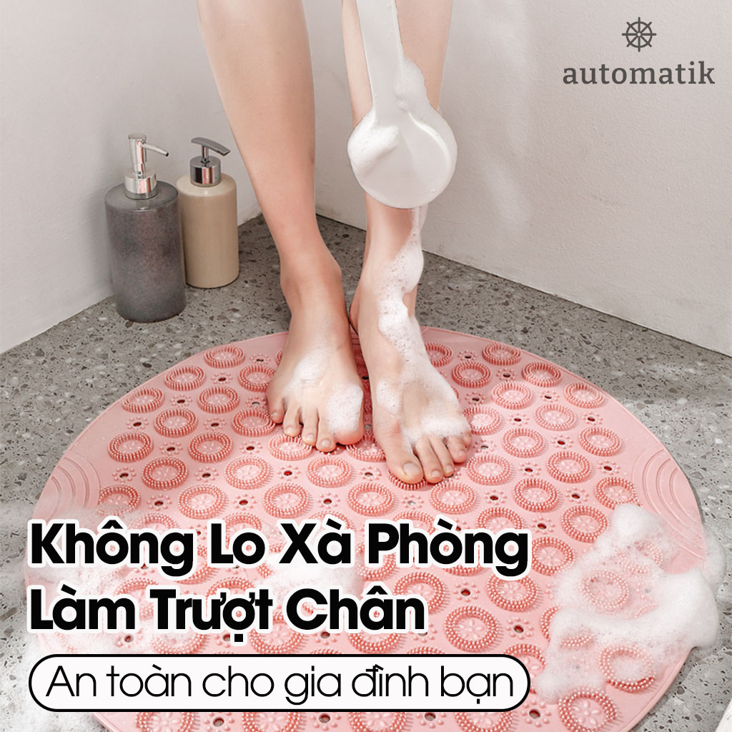 Thảm Chống Trượt Nhà Tắm Tấm Lót Massage Chân Miếng Chà Cọ Lưng Tẩy Da Chết Silicone Dán Tường Nhà Vệ Sinh - Automatik