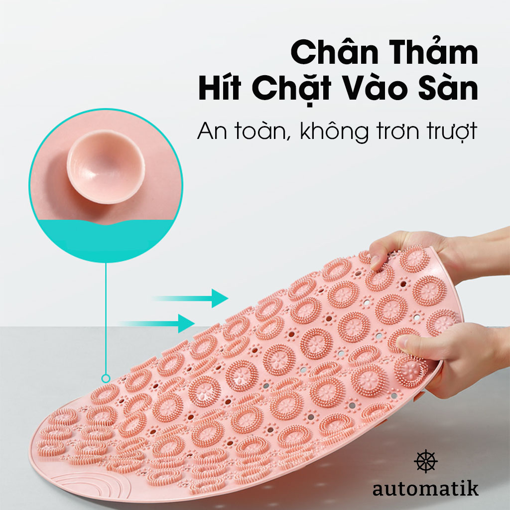 Thảm Chống Trượt Nhà Tắm Tấm Lót Massage Chân Miếng Chà Cọ Lưng Tẩy Da Chết Silicone Dán Tường Nhà Vệ Sinh - Automatik