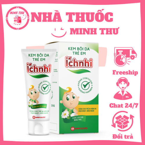 Kem bôi da trẻ em Ích Nhi 20g giúp giảm mẩn ngứa, sưng đỏ, dùng cho trẻ từ sơ sinh bị hăm tã, mụn nhọt, rôm sẩy