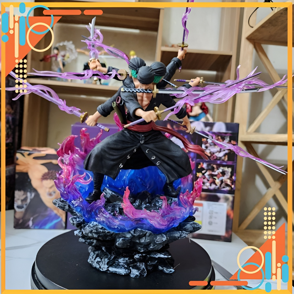Roronoa Zoro Asura 3 đầu 6 tay 9 kiếm bọc Haki siêu chất - Cao 38cm (Mô hình Anime One Piece)